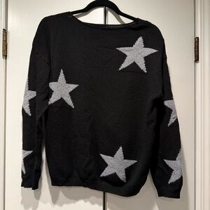 Women’s Black Star Scoop Neck Sweater